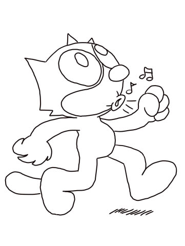 Felix The Cat Whistling Coloring Page